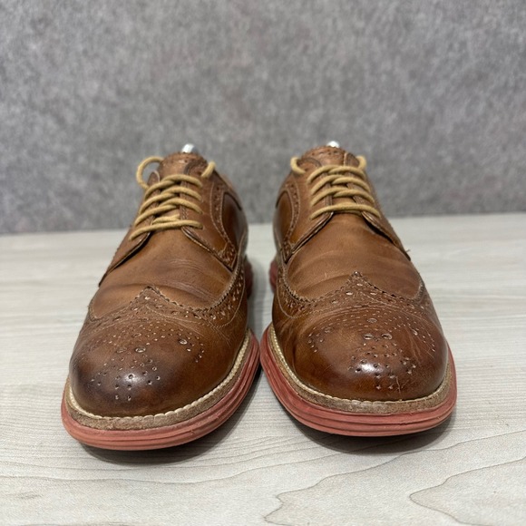 Cole Haan Lunargrand Wingtip Oxfords Mens 8 Brown Red Sole Leather Brogue main image 9